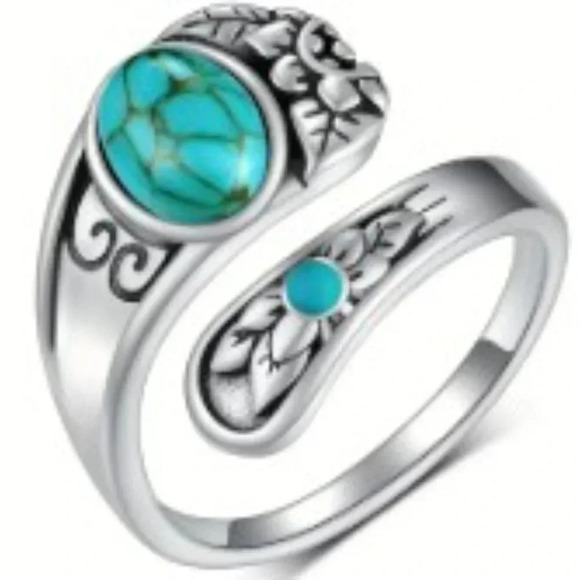 NWT Stunning Turquoise Statement Ring Vintage-Inspired Victorian Design Size 7 - Picture 7 of 8
